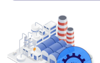 Ilustración de planta industrial con soluciones integrales de ventilación MCAT